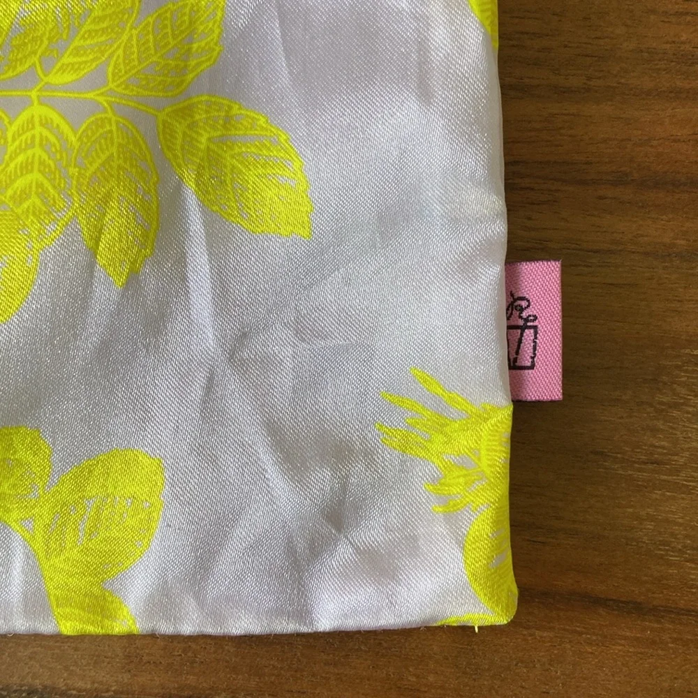Lavender and yellow satin drawstring bag for travel or gift wrap